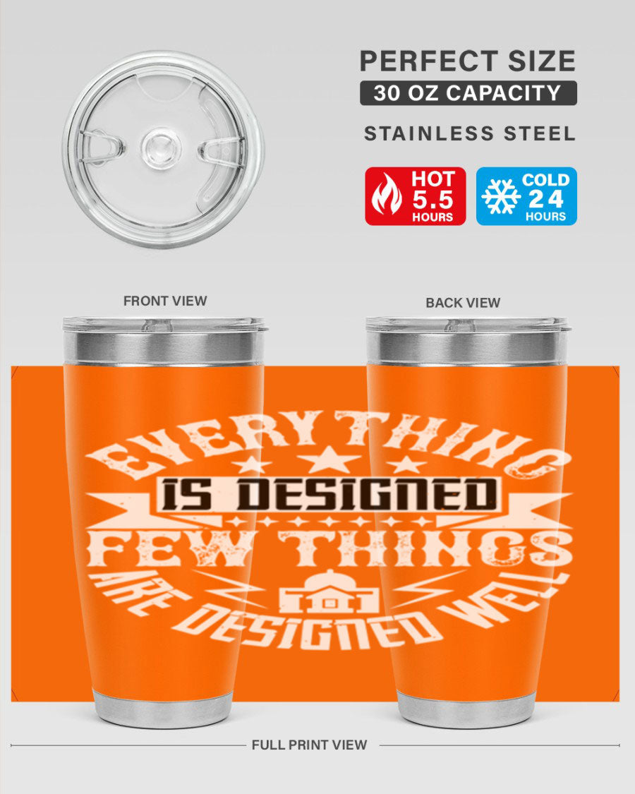 Everything is Designed Few Things are Designed Well Style 43# tumbler, showcasing double wall vacuum stainless steel with a copper lining and a drink-thru lid.