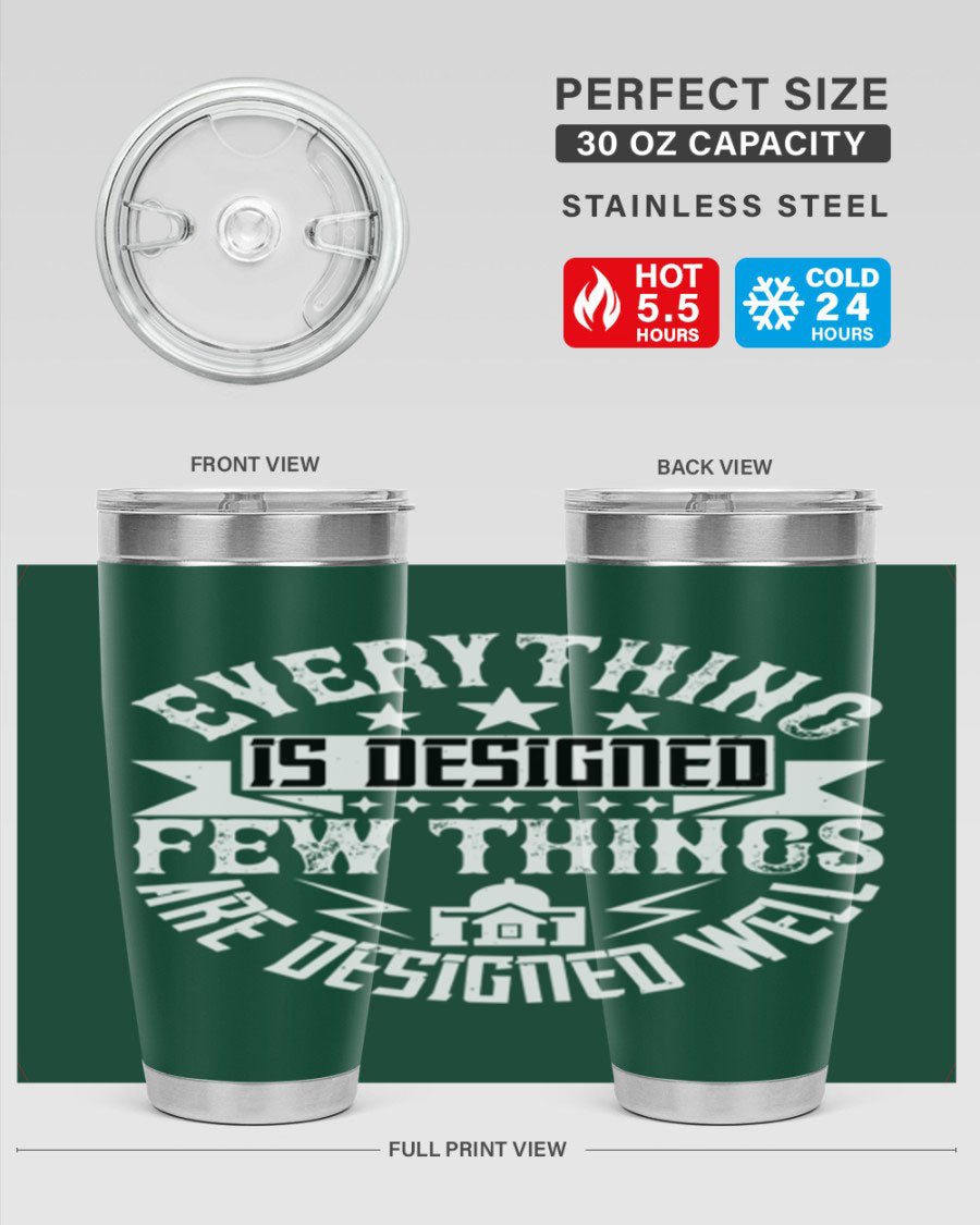 Everything is Designed Few Things are Designed Well Style 43# tumbler, showcasing double wall vacuum stainless steel with a copper lining and a drink-thru lid.
