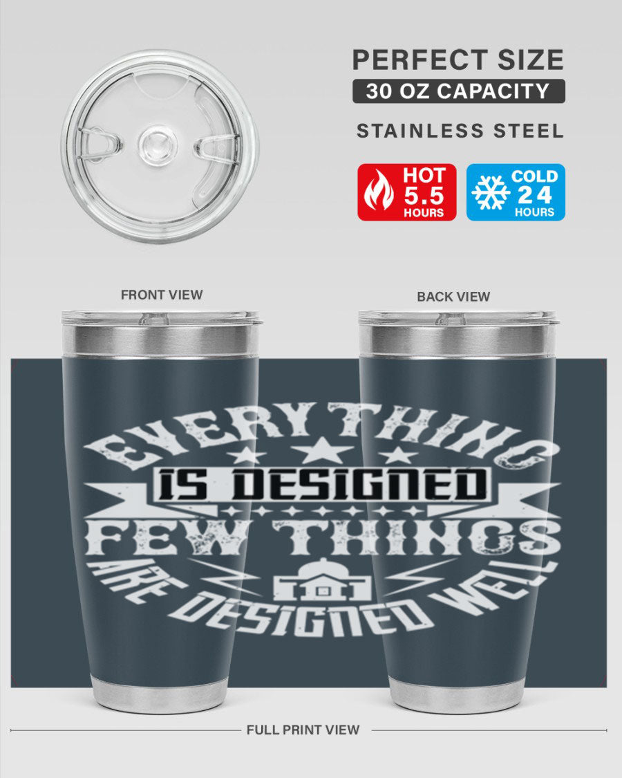 Everything is Designed Few Things are Designed Well Style 43# tumbler, showcasing double wall vacuum stainless steel with a copper lining and a drink-thru lid.