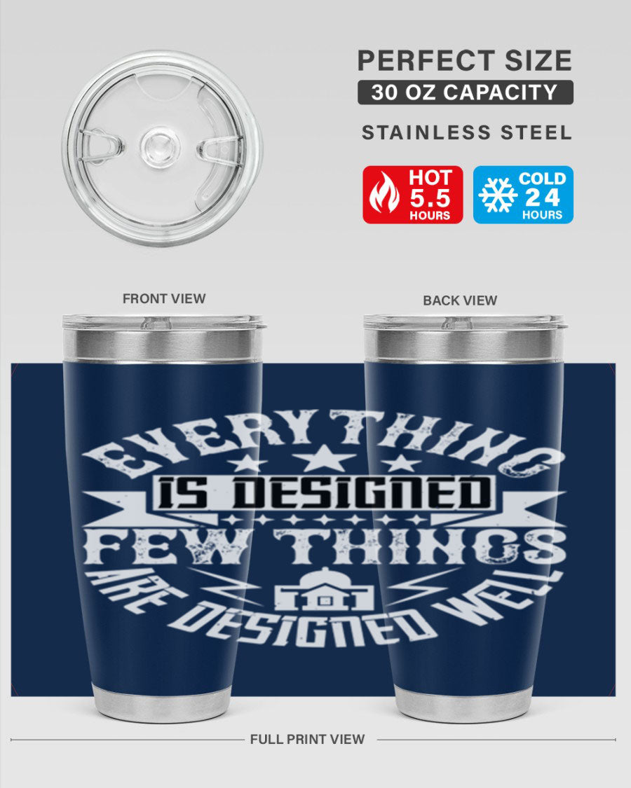 Everything is Designed Few Things are Designed Well Style 43# tumbler, showcasing double wall vacuum stainless steel with a copper lining and a drink-thru lid.