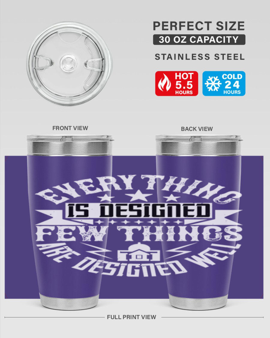 Everything is Designed Few Things are Designed Well Style 43# tumbler, showcasing double wall vacuum stainless steel with a copper lining and a drink-thru lid.