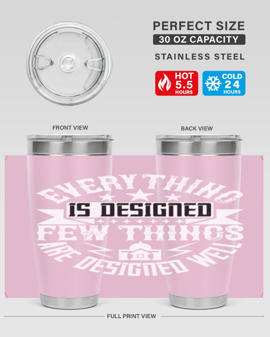 Everything is Designed Few Things are Designed Well Style 43# tumbler, showcasing double wall vacuum stainless steel with a copper lining and a drink-thru lid.