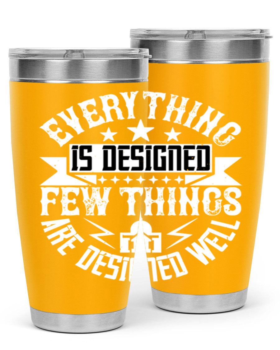 Everything is Designed Few Things are Designed Well Style 43# tumbler, showcasing double wall vacuum stainless steel with a copper lining and a drink-thru lid.