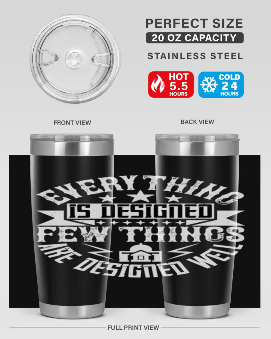 Everything is Designed Few Things are Designed Well Style 43# tumbler, showcasing double wall vacuum stainless steel with a copper lining and a drink-thru lid.