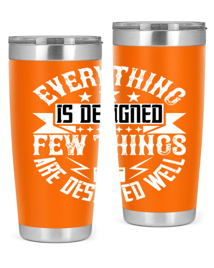Everything is Designed Few Things are Designed Well Style 43# tumbler, showcasing double wall vacuum stainless steel with a copper lining and a drink-thru lid.