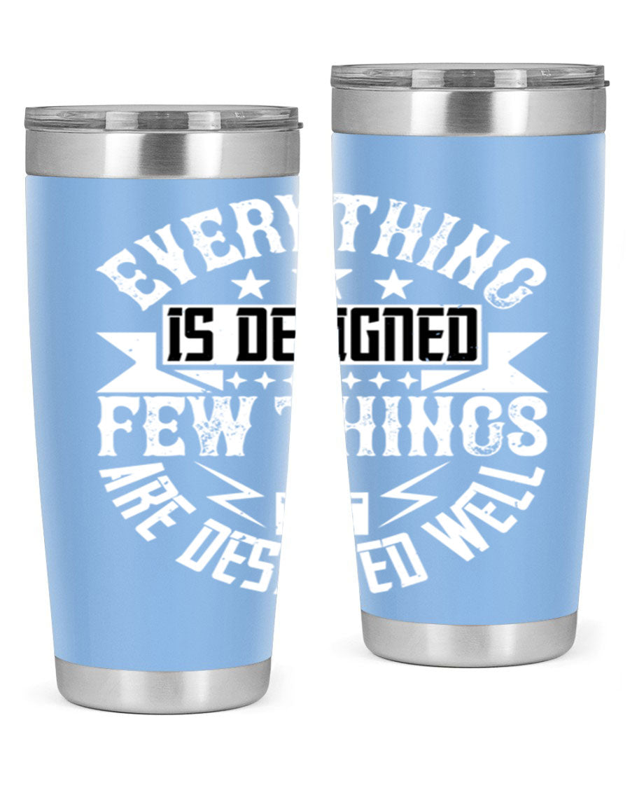 Everything is Designed Few Things are Designed Well Style 43# tumbler, showcasing double wall vacuum stainless steel with a copper lining and a drink-thru lid.