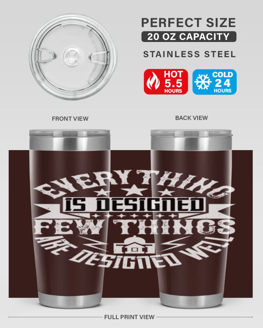 Everything is Designed Few Things are Designed Well Style 43# tumbler, showcasing double wall vacuum stainless steel with a copper lining and a drink-thru lid.