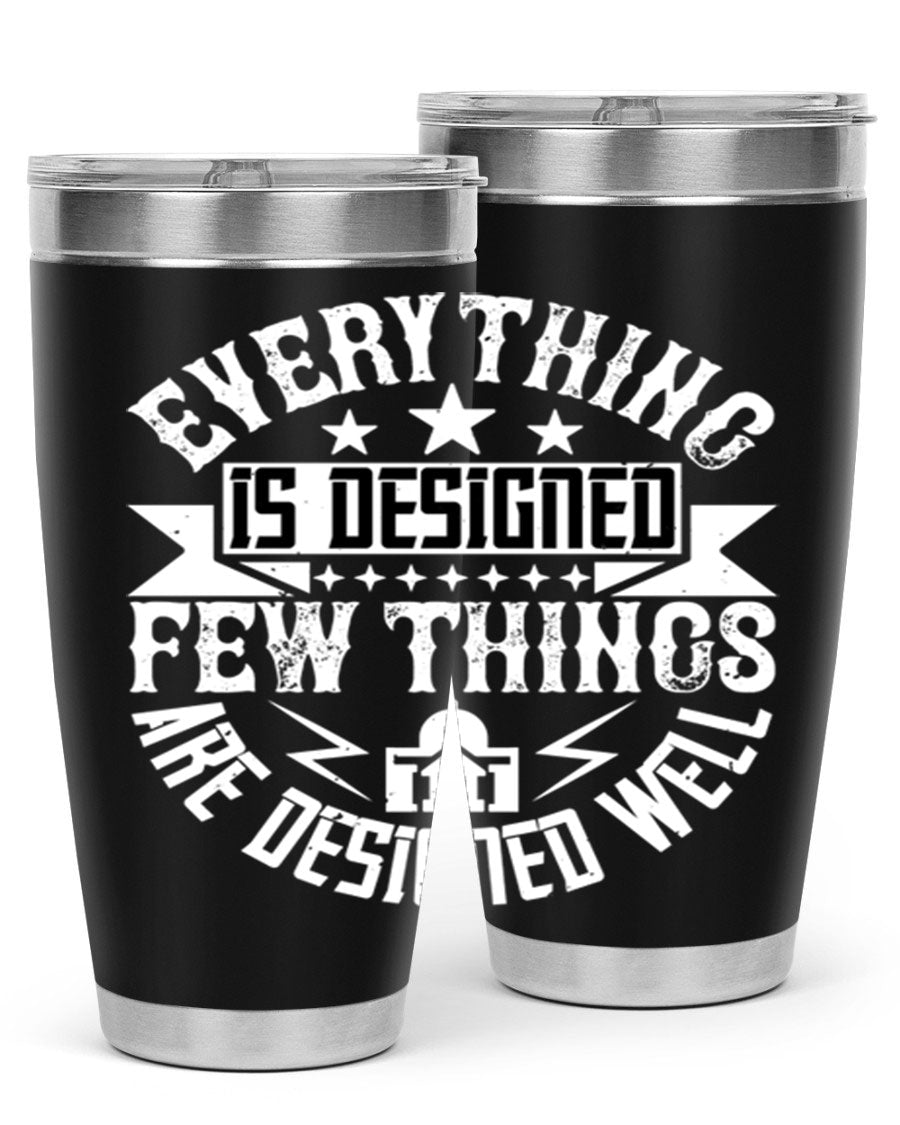 Everything is Designed Few Things are Designed Well Style 43# tumbler, showcasing double wall vacuum stainless steel with a copper lining and a drink-thru lid.