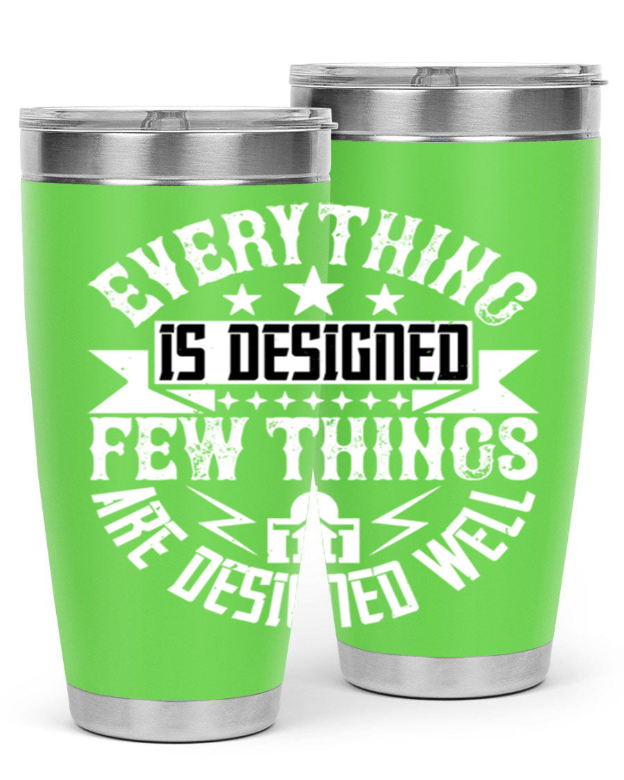 Everything is Designed Few Things are Designed Well Style 43# tumbler, showcasing double wall vacuum stainless steel with a copper lining and a drink-thru lid.