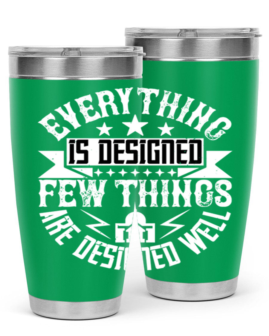 Everything is Designed Few Things are Designed Well Style 43# tumbler, showcasing double wall vacuum stainless steel with a copper lining and a drink-thru lid.