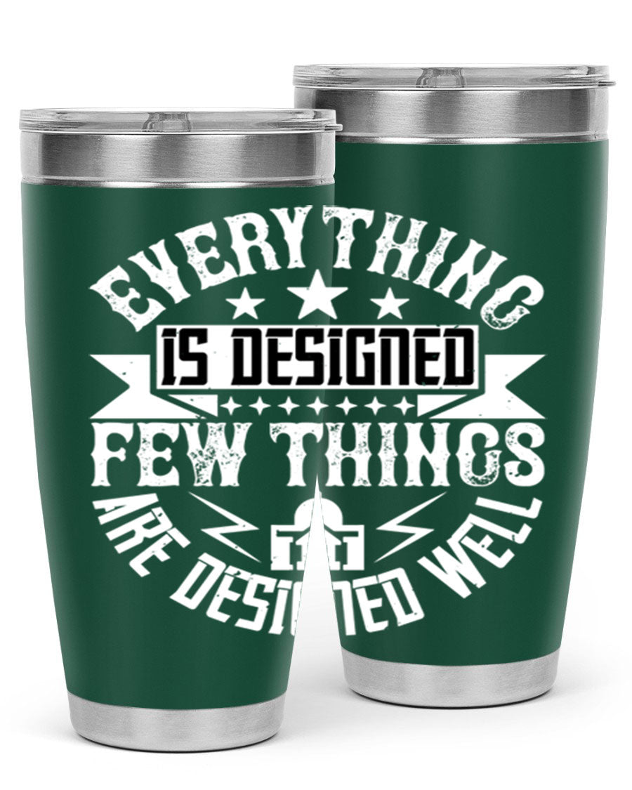 Everything is Designed Few Things are Designed Well Style 43# tumbler, showcasing double wall vacuum stainless steel with a copper lining and a drink-thru lid.