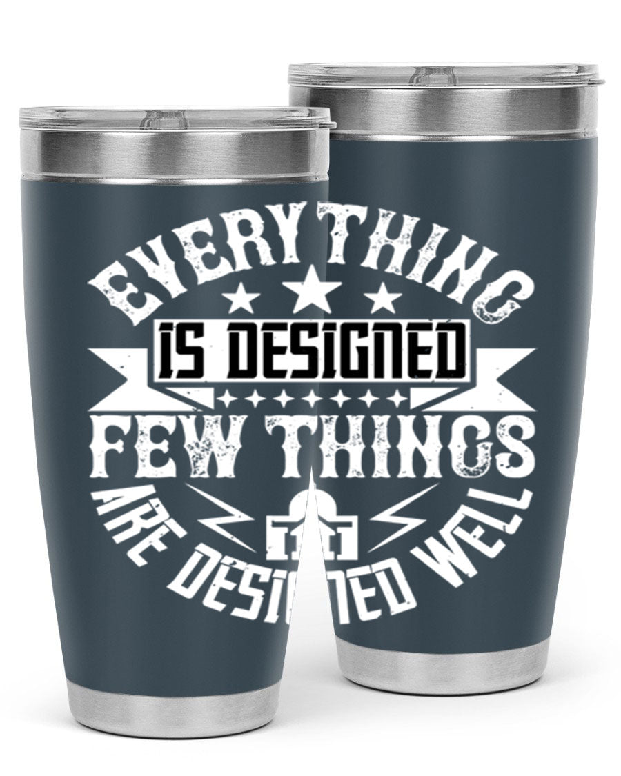 Everything is Designed Few Things are Designed Well Style 43# tumbler, showcasing double wall vacuum stainless steel with a copper lining and a drink-thru lid.