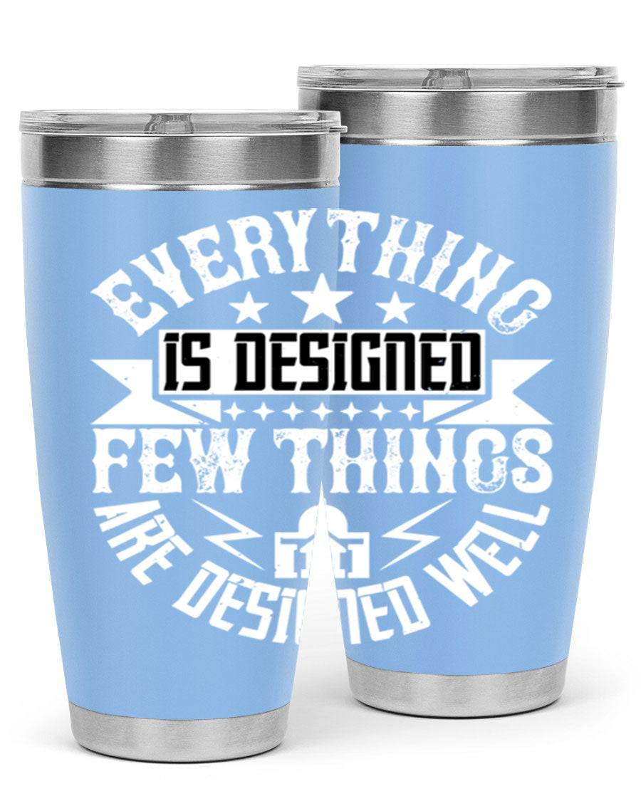 Everything is Designed Few Things are Designed Well Style 43# tumbler, showcasing double wall vacuum stainless steel with a copper lining and a drink-thru lid.