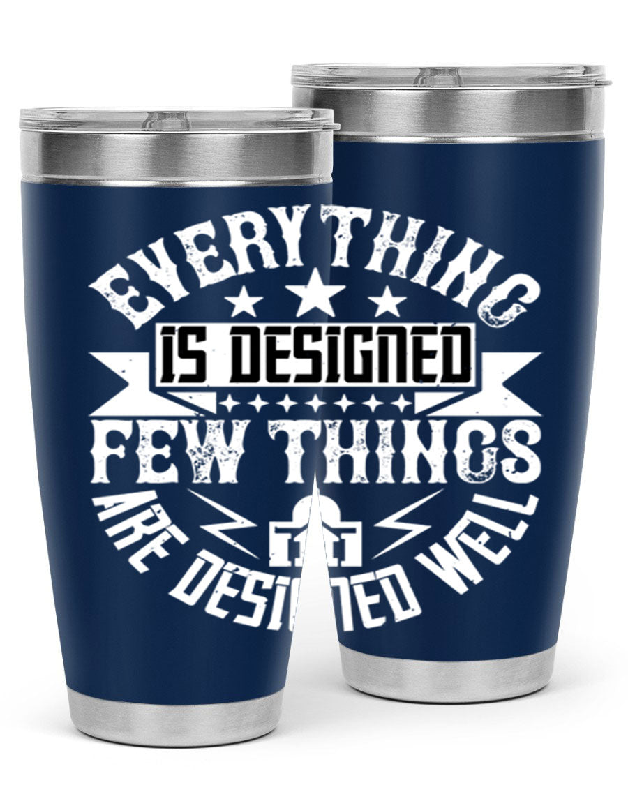 Everything is Designed Few Things are Designed Well Style 43# tumbler, showcasing double wall vacuum stainless steel with a copper lining and a drink-thru lid.