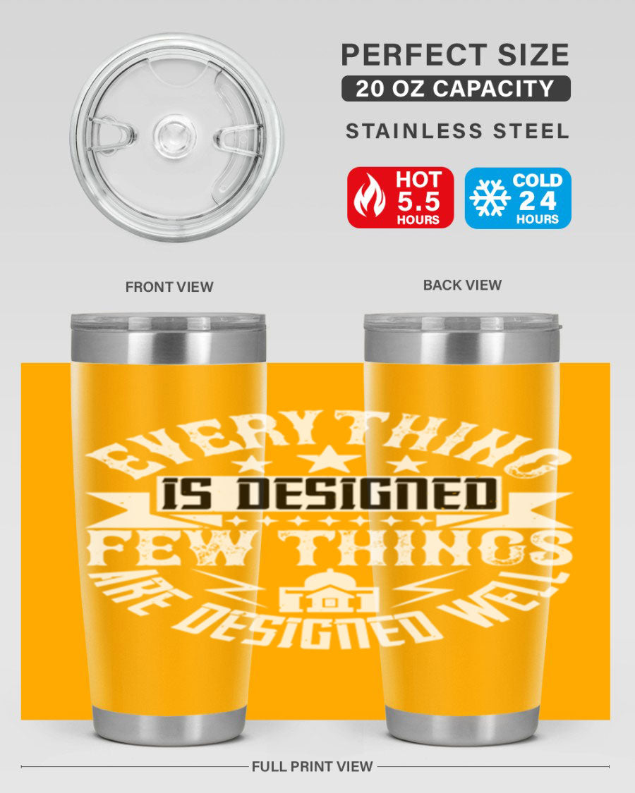 Everything is Designed Few Things are Designed Well Style 43# tumbler, showcasing double wall vacuum stainless steel with a copper lining and a drink-thru lid.