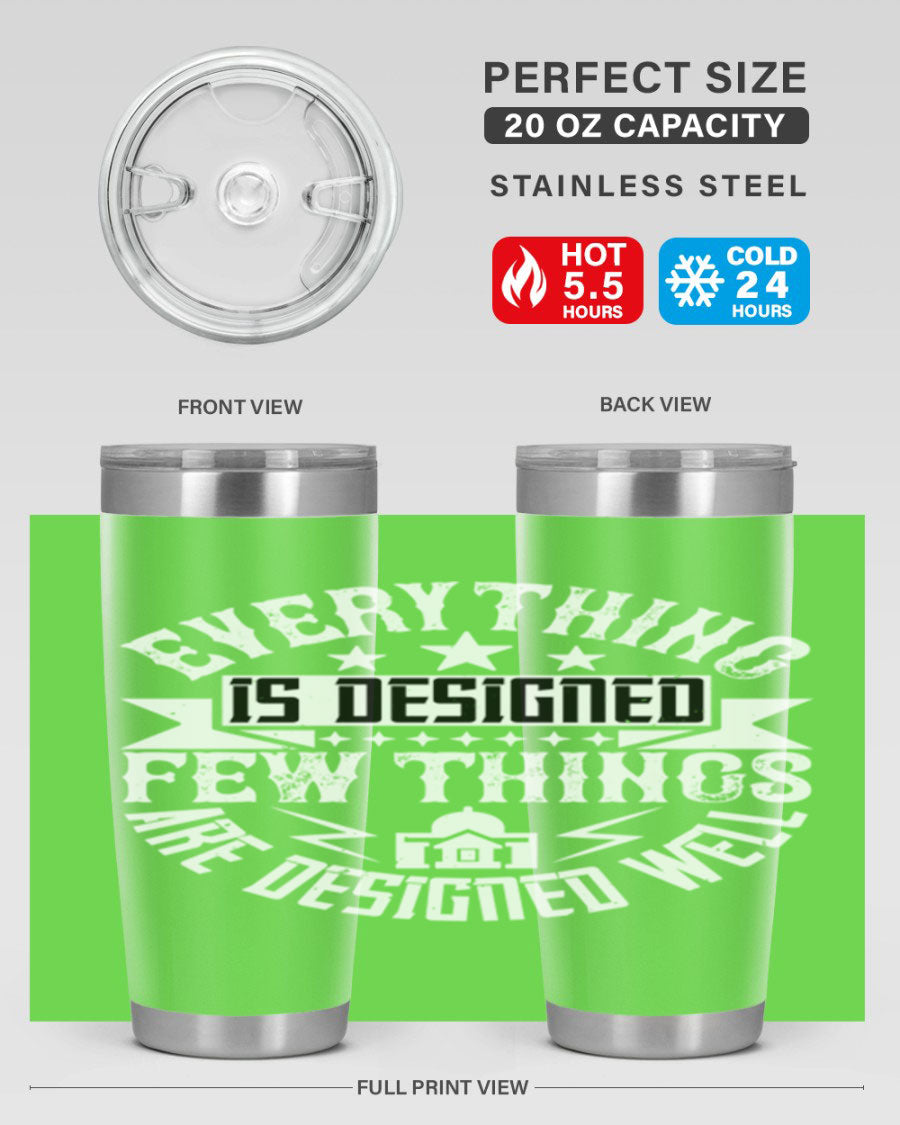 Everything is Designed Few Things are Designed Well Style 43# tumbler, showcasing double wall vacuum stainless steel with a copper lining and a drink-thru lid.