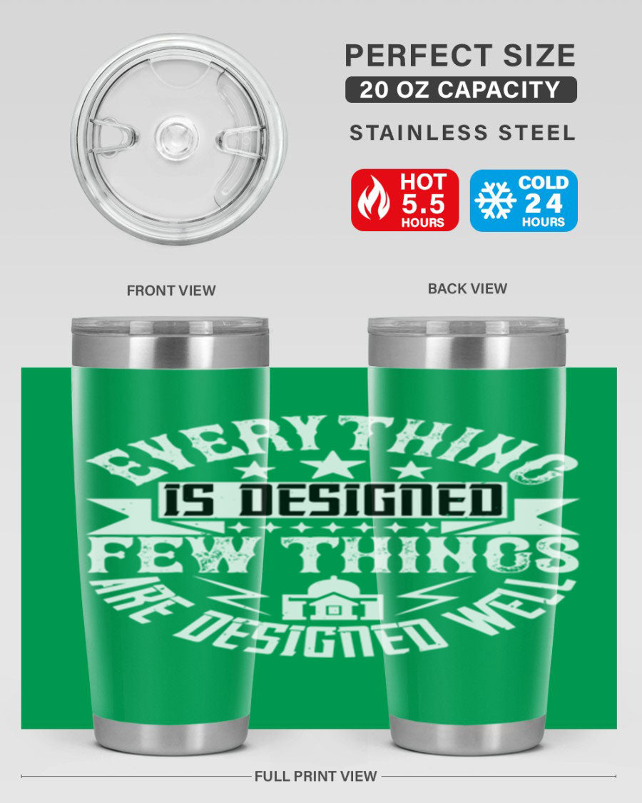 Everything is Designed Few Things are Designed Well Style 43# tumbler, showcasing double wall vacuum stainless steel with a copper lining and a drink-thru lid.