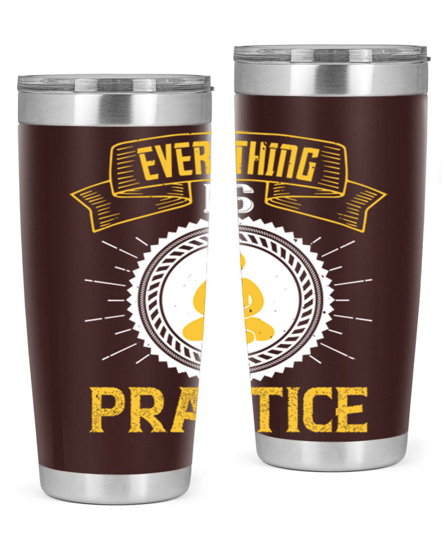 Everything is Practice Style 40# coaching tumbler in stainless steel with a drink-thru lid, showcasing its sleek design and double wall insulation.