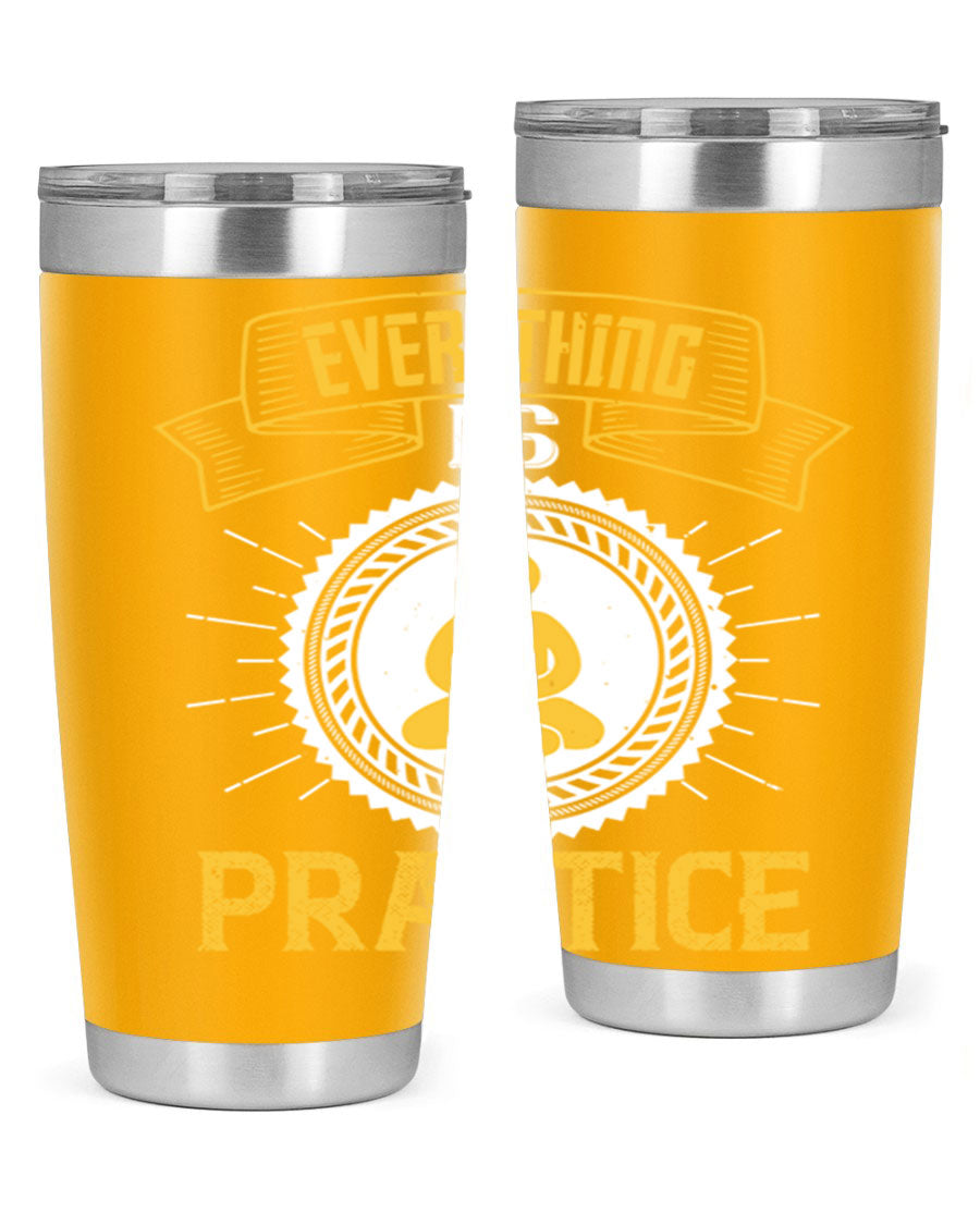 Everything is Practice Style 40# coaching tumbler in stainless steel with a drink-thru lid, showcasing its sleek design and double wall insulation.