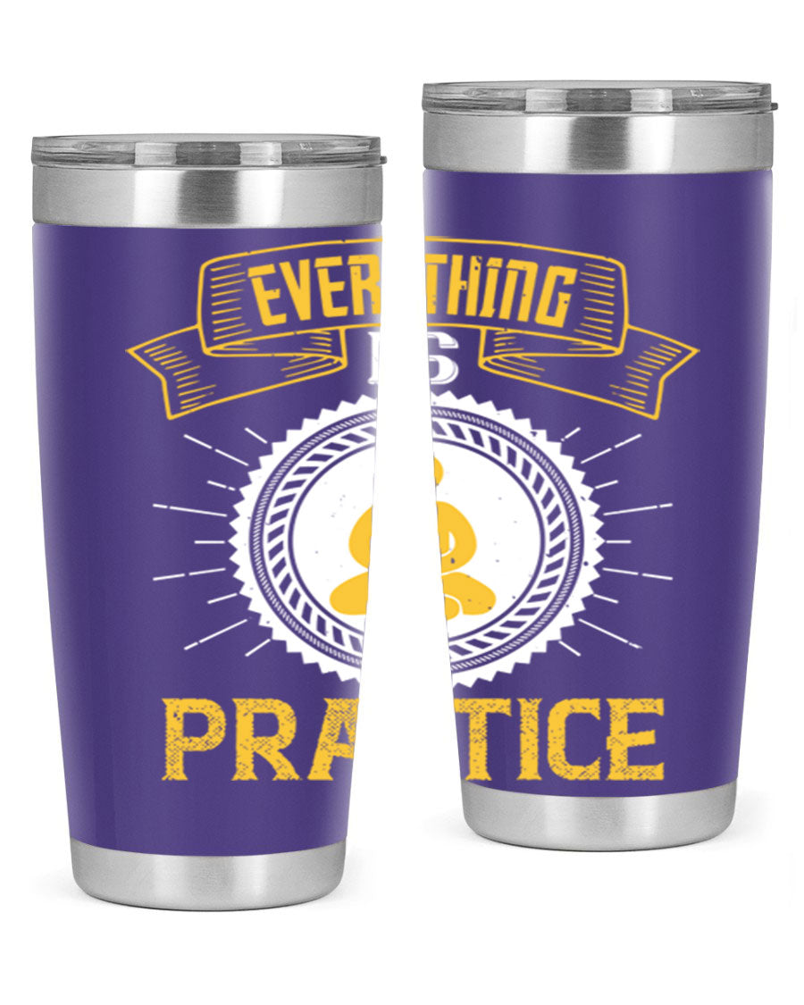 Everything is Practice Style 40# coaching tumbler in stainless steel with a drink-thru lid, showcasing its sleek design and double wall insulation.