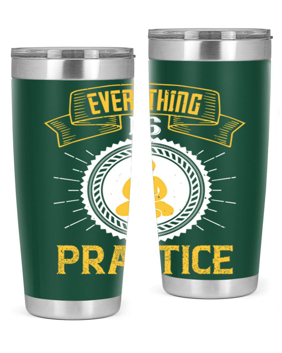 Everything is Practice Style 40# coaching tumbler in stainless steel with a drink-thru lid, showcasing its sleek design and double wall insulation.