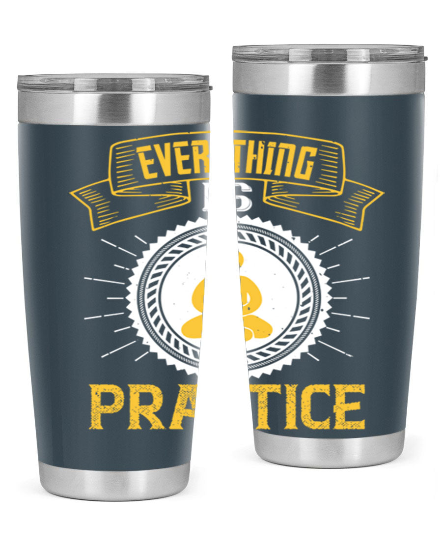 Everything is Practice Style 40# coaching tumbler in stainless steel with a drink-thru lid, showcasing its sleek design and double wall insulation.