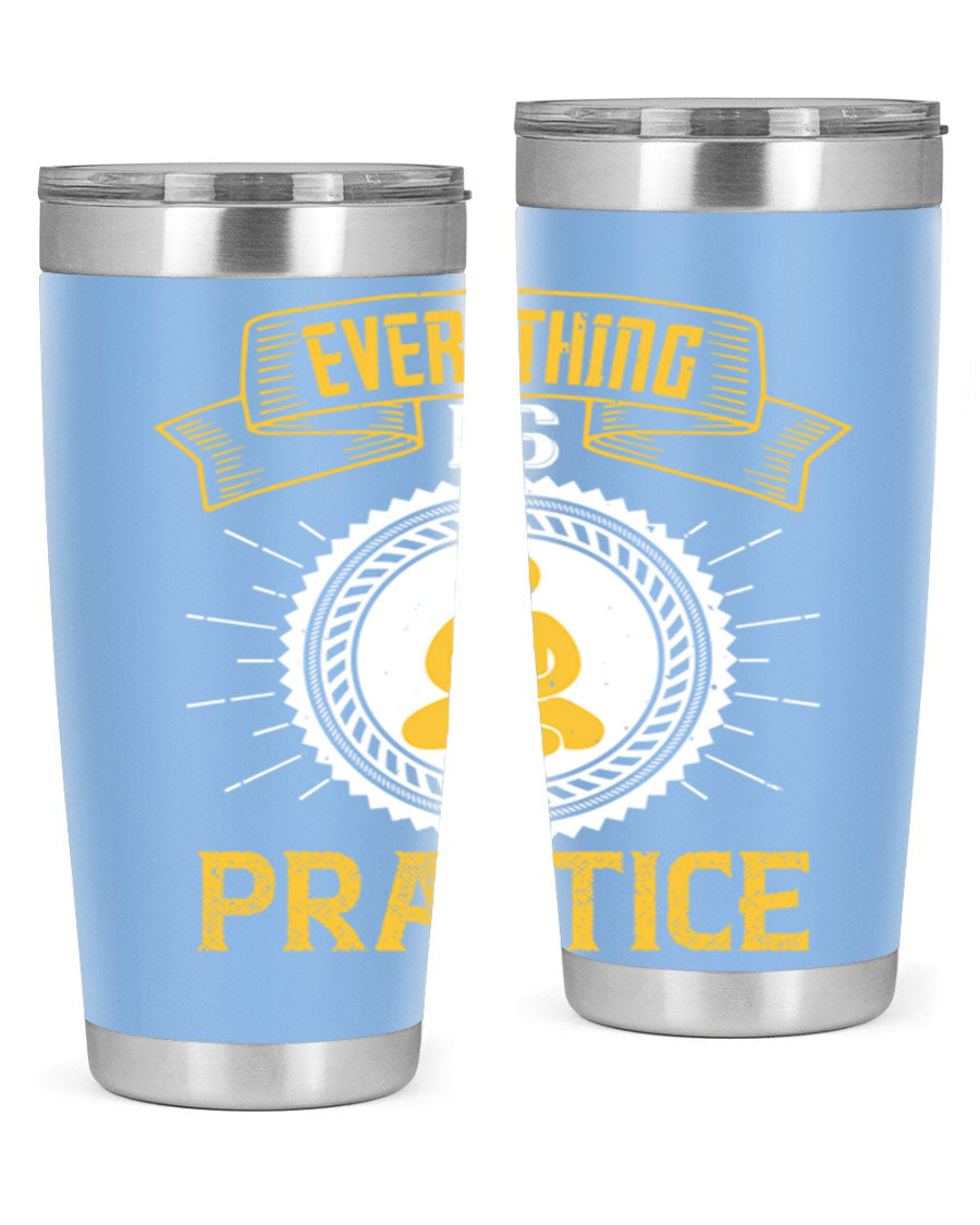Everything is Practice Style 40# coaching tumbler in stainless steel with a drink-thru lid, showcasing its sleek design and double wall insulation.