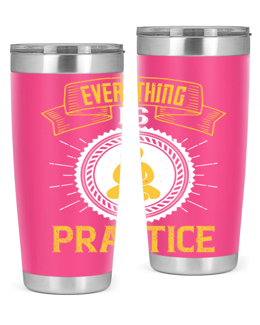 Everything is Practice Style 40# coaching tumbler in stainless steel with a drink-thru lid, showcasing its sleek design and double wall insulation.