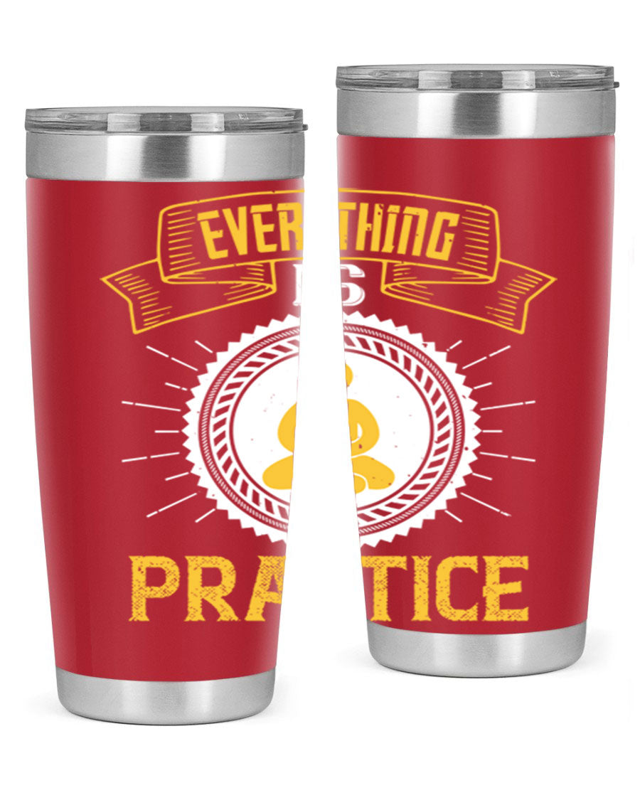 Everything is Practice Style 40# coaching tumbler in stainless steel with a drink-thru lid, showcasing its sleek design and double wall insulation.