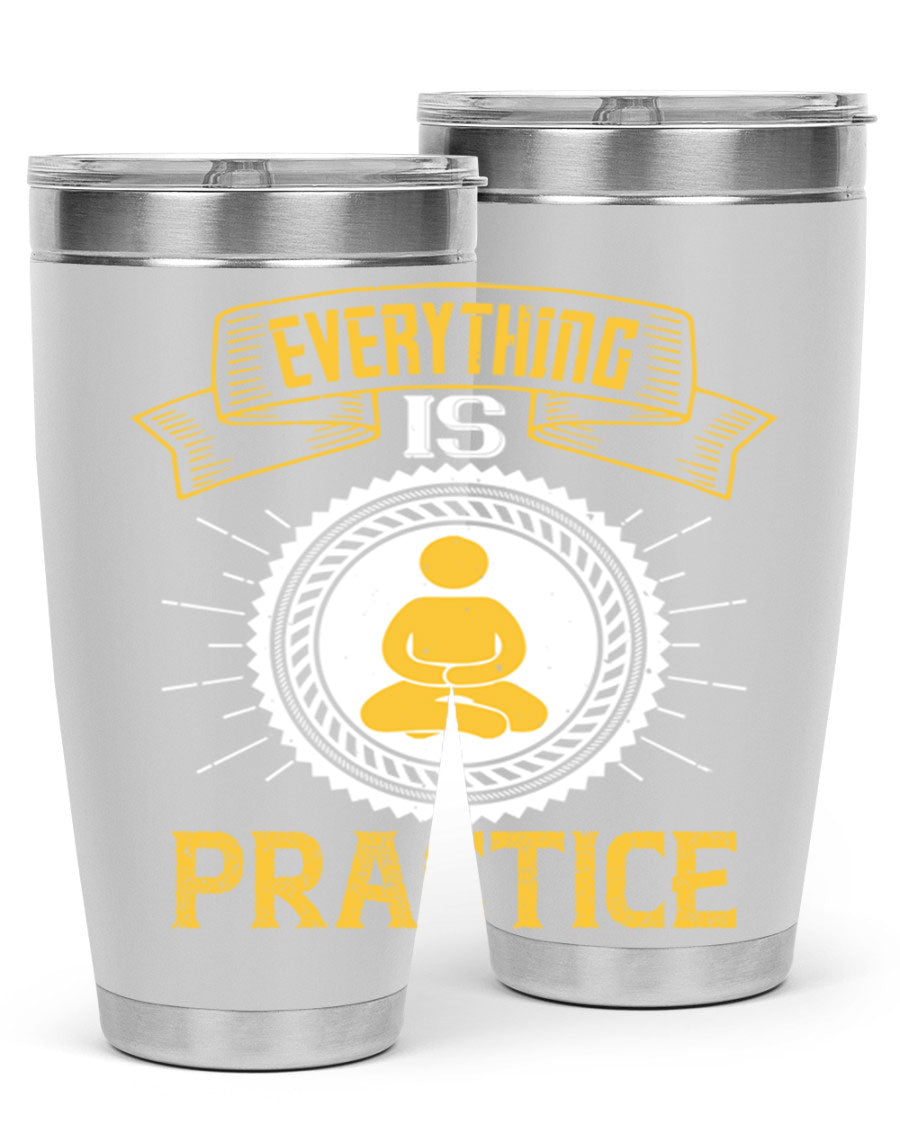 Everything is Practice Style 40# coaching tumbler in stainless steel with a drink-thru lid, showcasing its sleek design and double wall insulation.