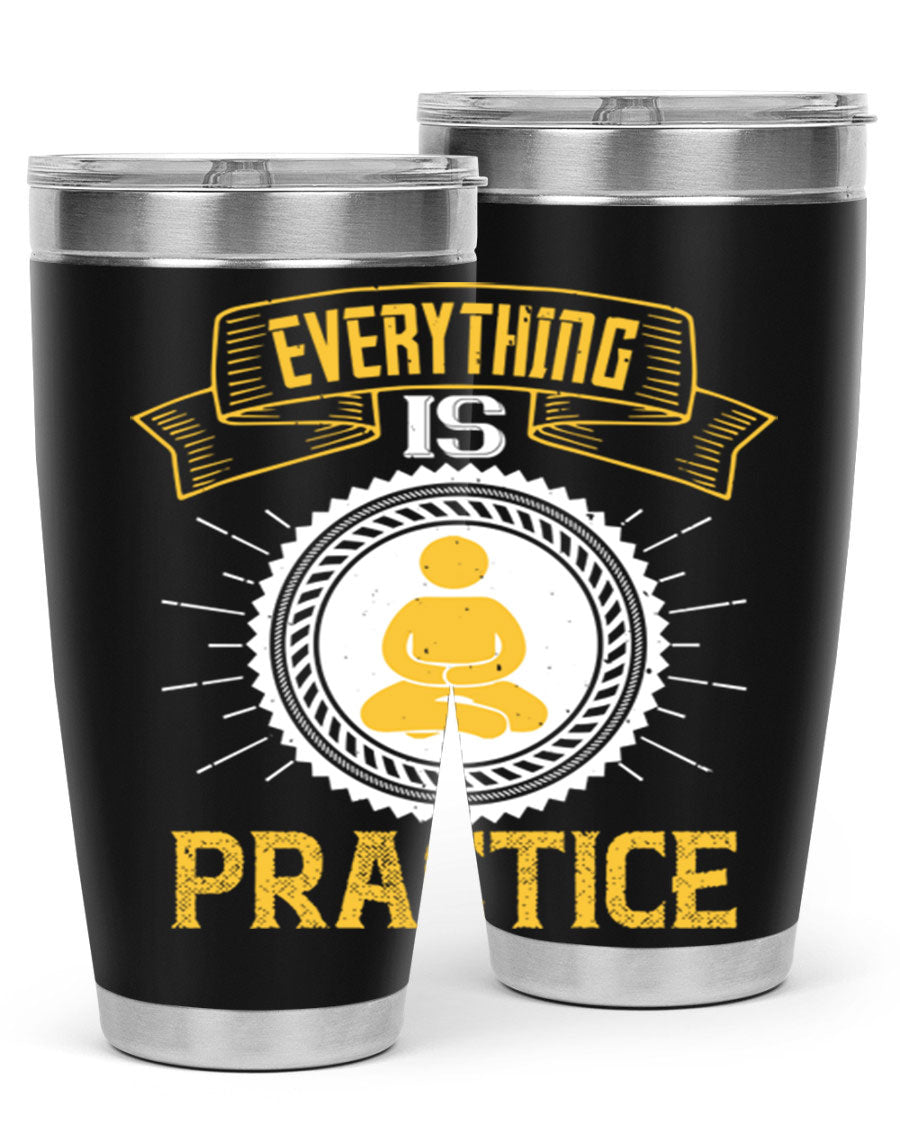 Everything is Practice Style 40# coaching tumbler in stainless steel with a drink-thru lid, showcasing its sleek design and double wall insulation.