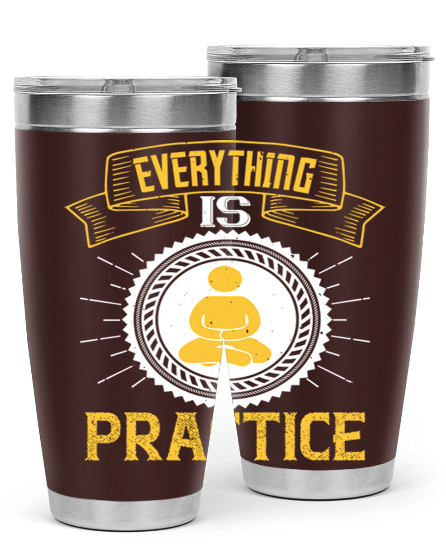 Everything is Practice Style 40# coaching tumbler in stainless steel with a drink-thru lid, showcasing its sleek design and double wall insulation.
