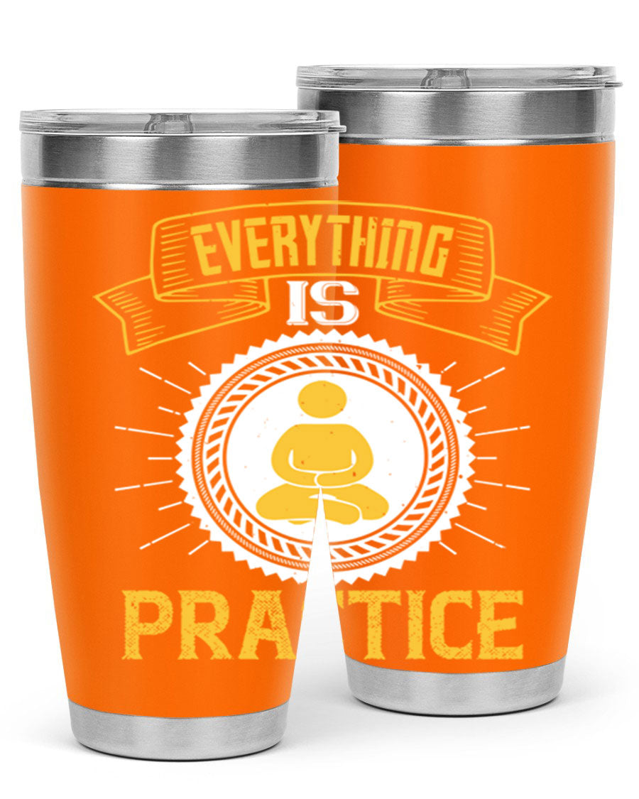 Everything is Practice Style 40# coaching tumbler in stainless steel with a drink-thru lid, showcasing its sleek design and double wall insulation.