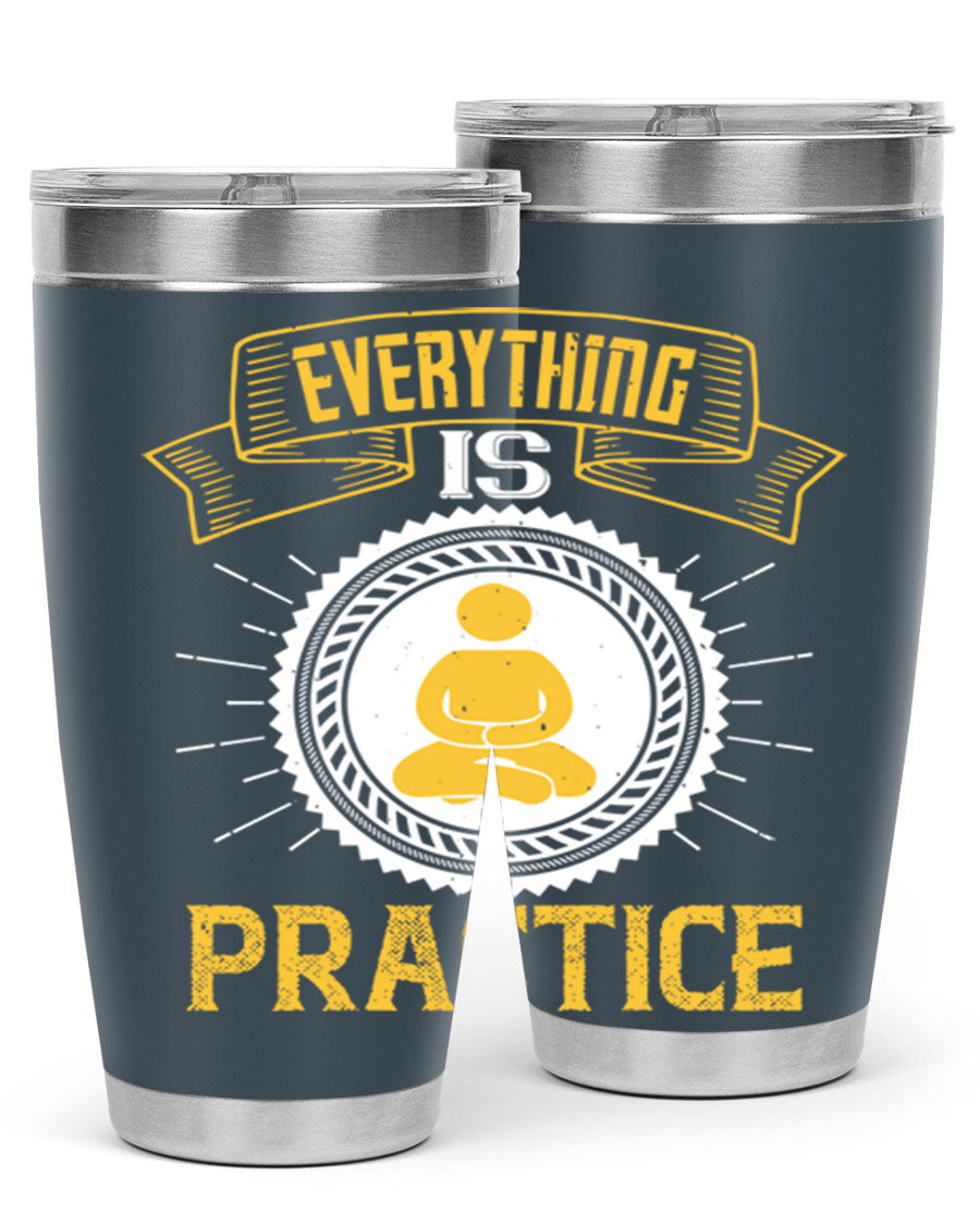 Everything is Practice Style 40# coaching tumbler in stainless steel with a drink-thru lid, showcasing its sleek design and double wall insulation.