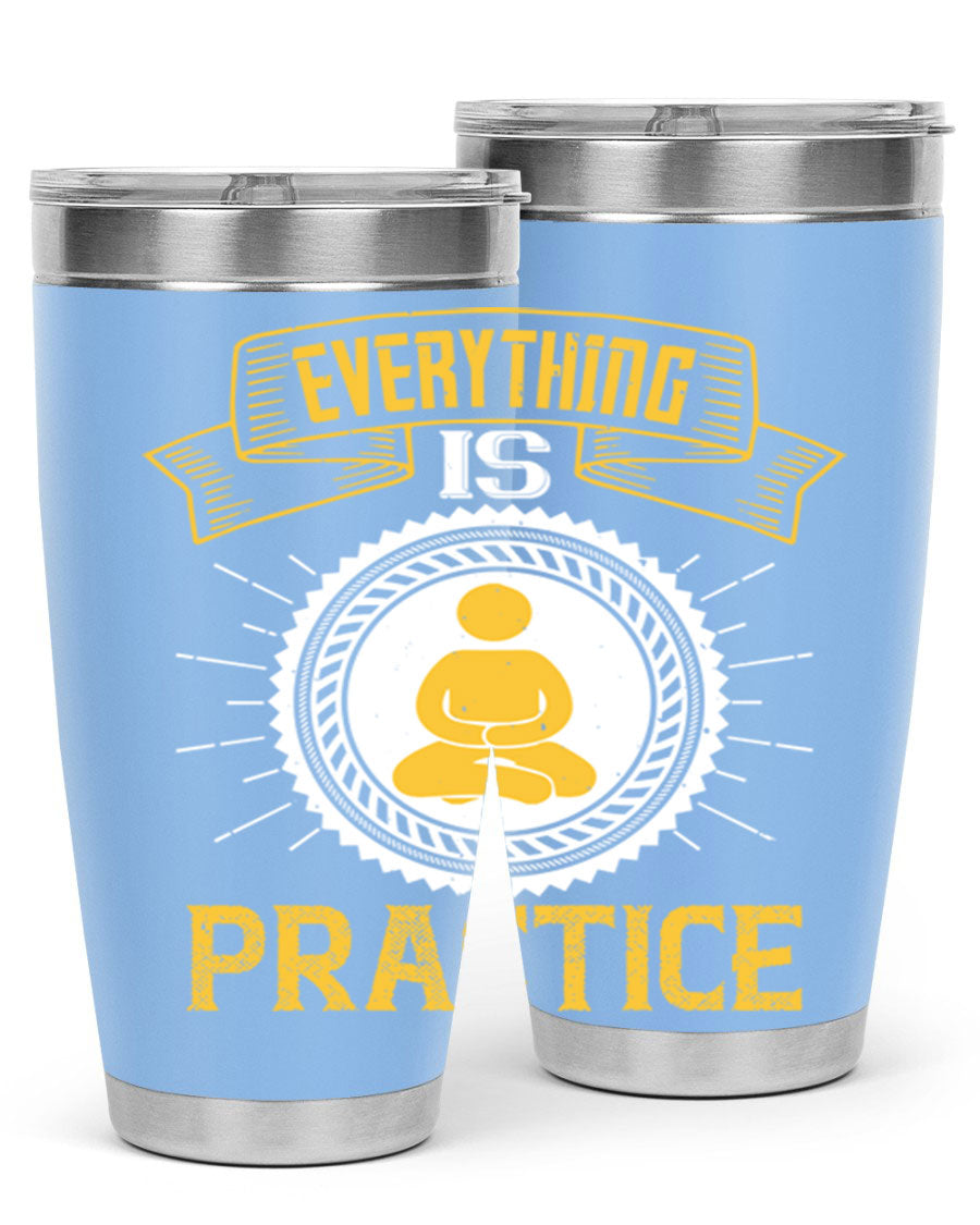 Everything is Practice Style 40# coaching tumbler in stainless steel with a drink-thru lid, showcasing its sleek design and double wall insulation.