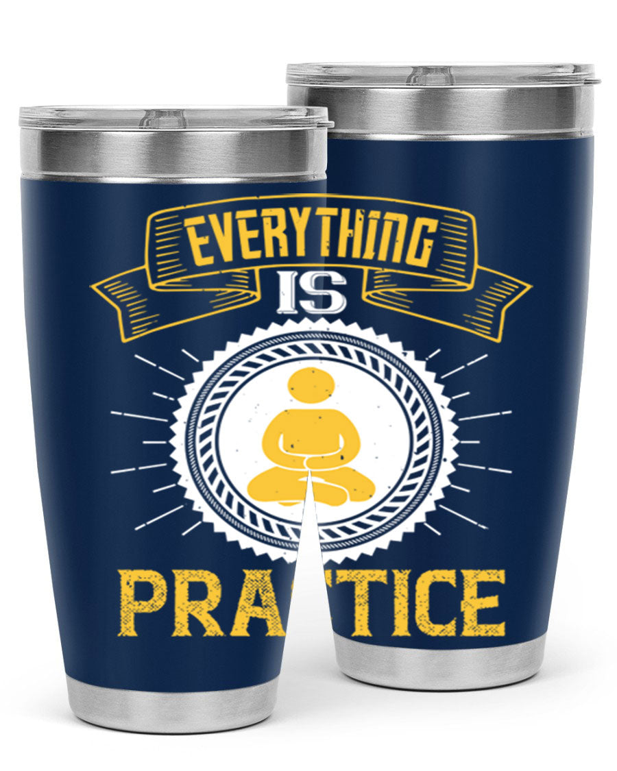 Everything is Practice Style 40# coaching tumbler in stainless steel with a drink-thru lid, showcasing its sleek design and double wall insulation.