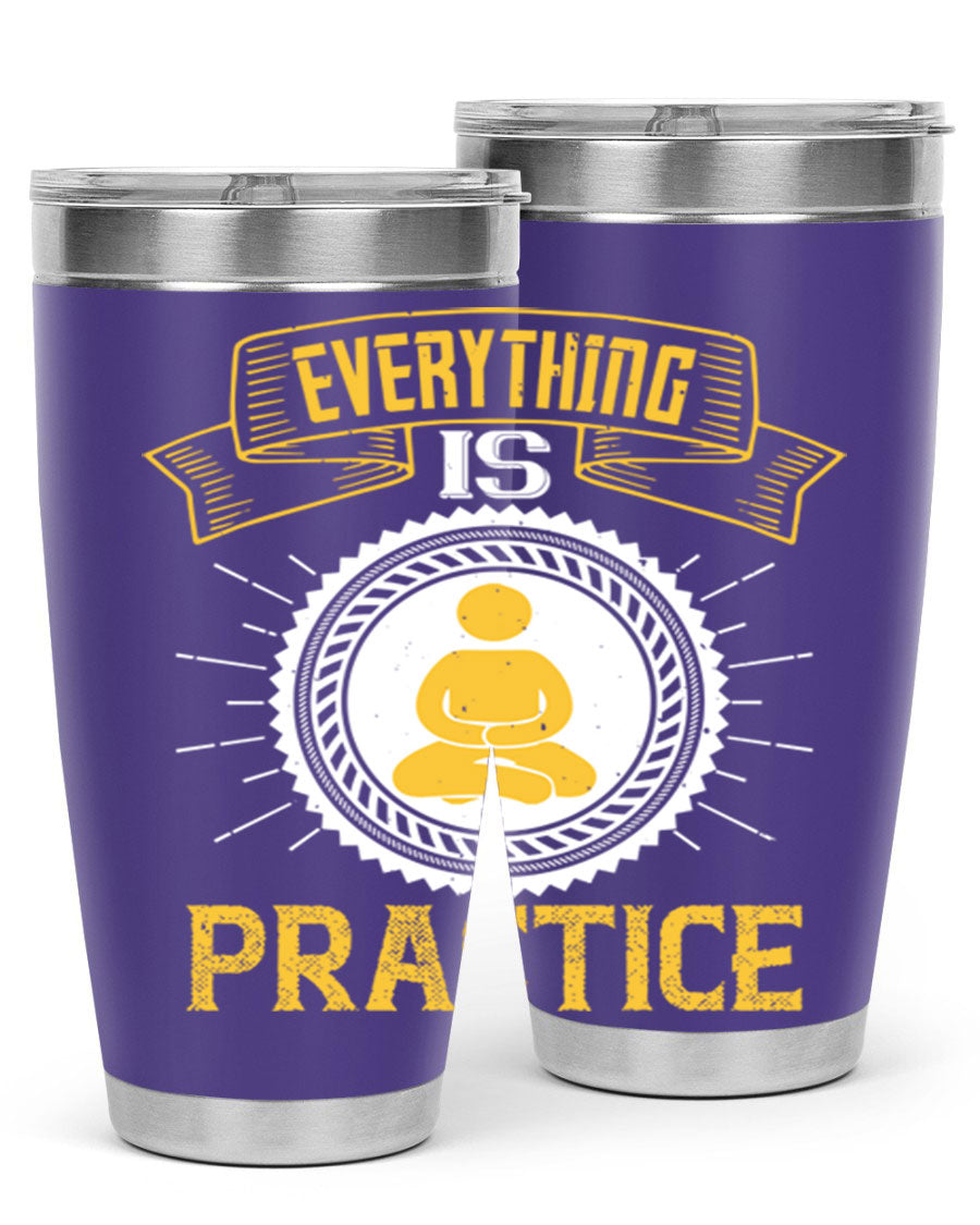 Everything is Practice Style 40# coaching tumbler in stainless steel with a drink-thru lid, showcasing its sleek design and double wall insulation.