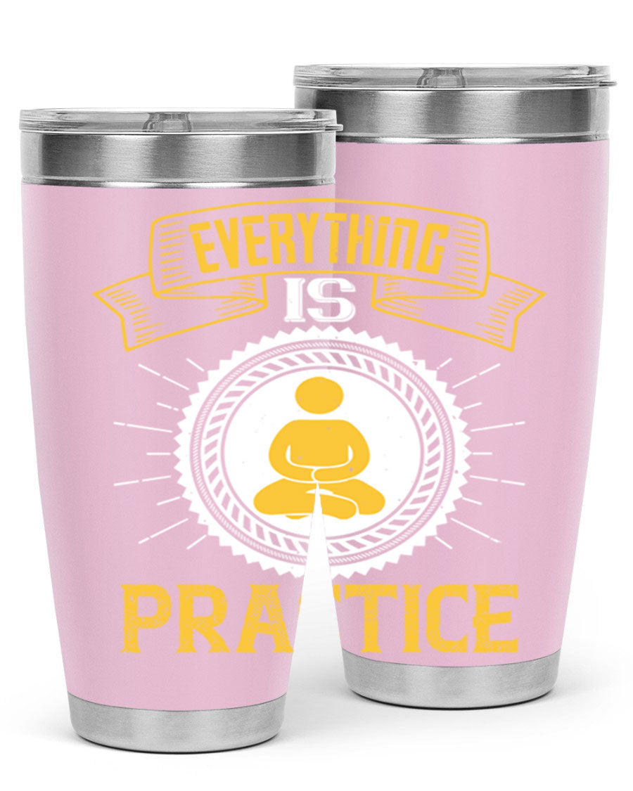 Everything is Practice Style 40# coaching tumbler in stainless steel with a drink-thru lid, showcasing its sleek design and double wall insulation.