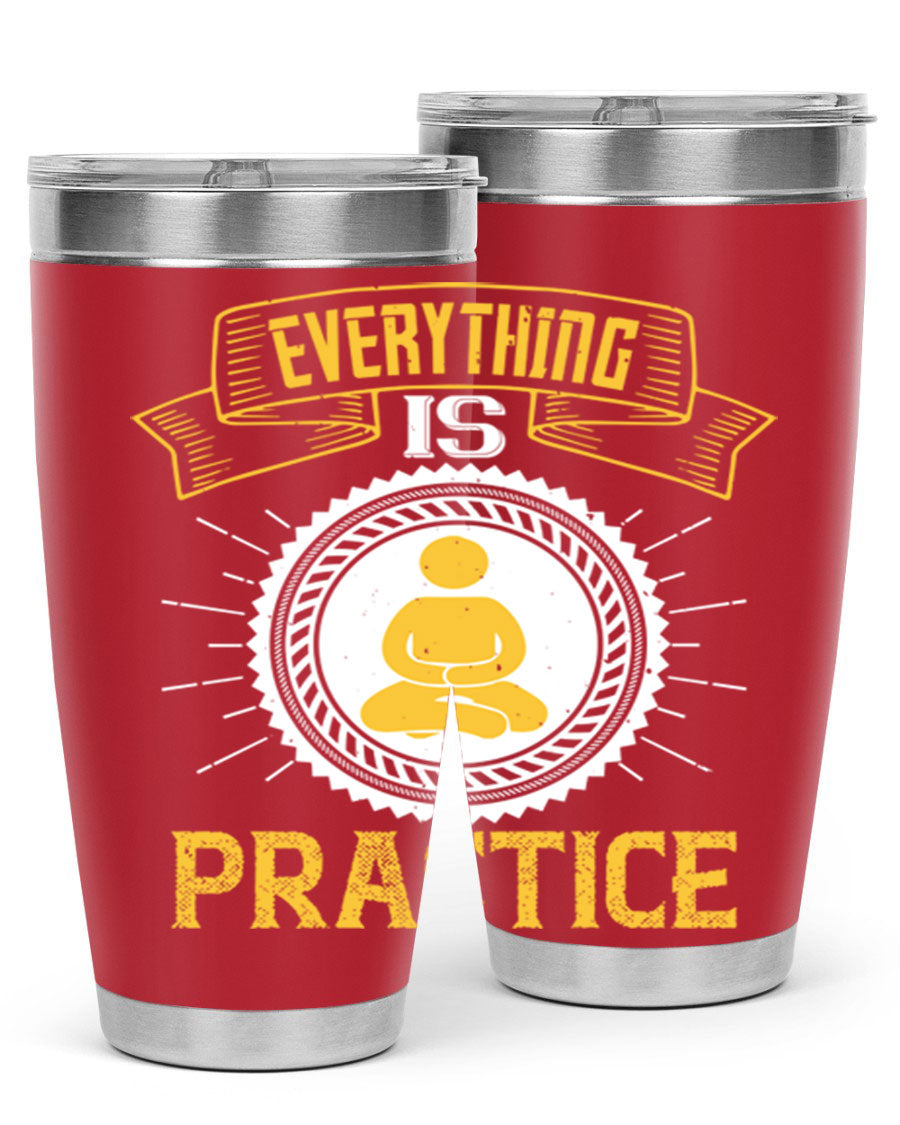 Everything is Practice Style 40# coaching tumbler in stainless steel with a drink-thru lid, showcasing its sleek design and double wall insulation.