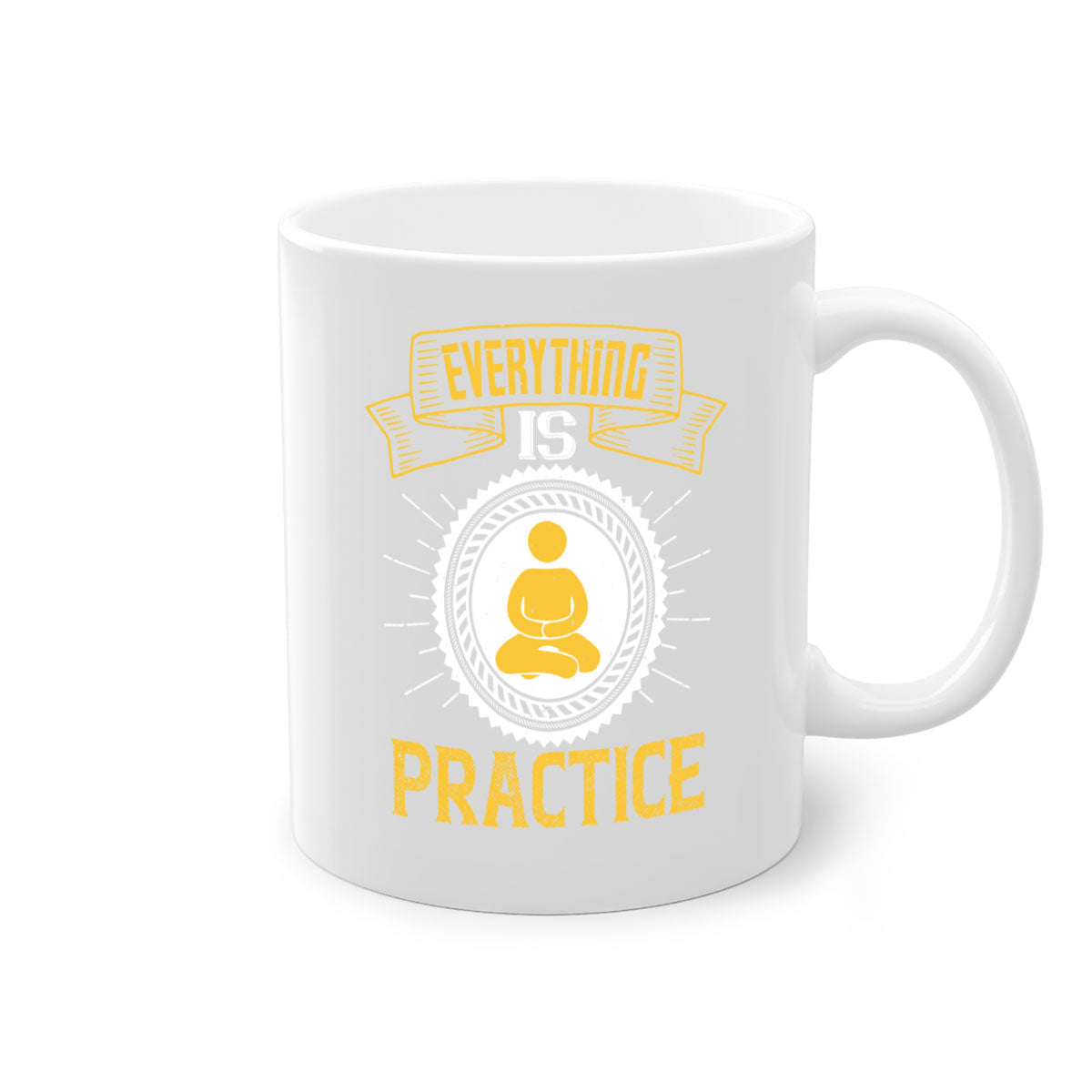 Everything is Practice Style 40# Mug featuring a glossy finish, colored handle, and interior, available in five vibrant colors.
