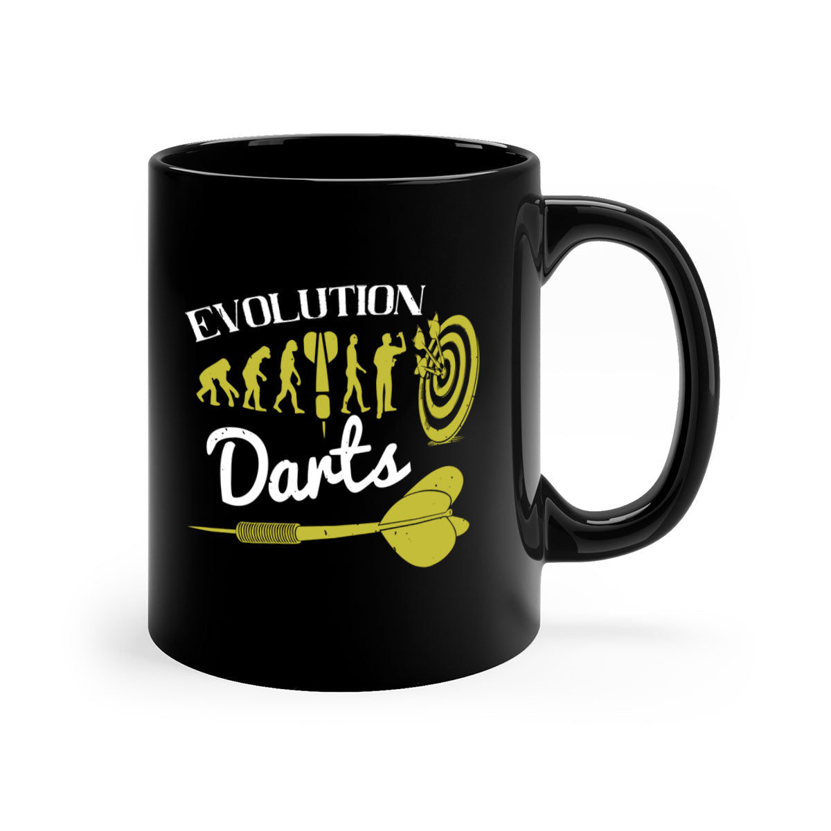 Evolution darts 2249# Mug with colorful handle and glossy finish, available in multiple colors and sizes.