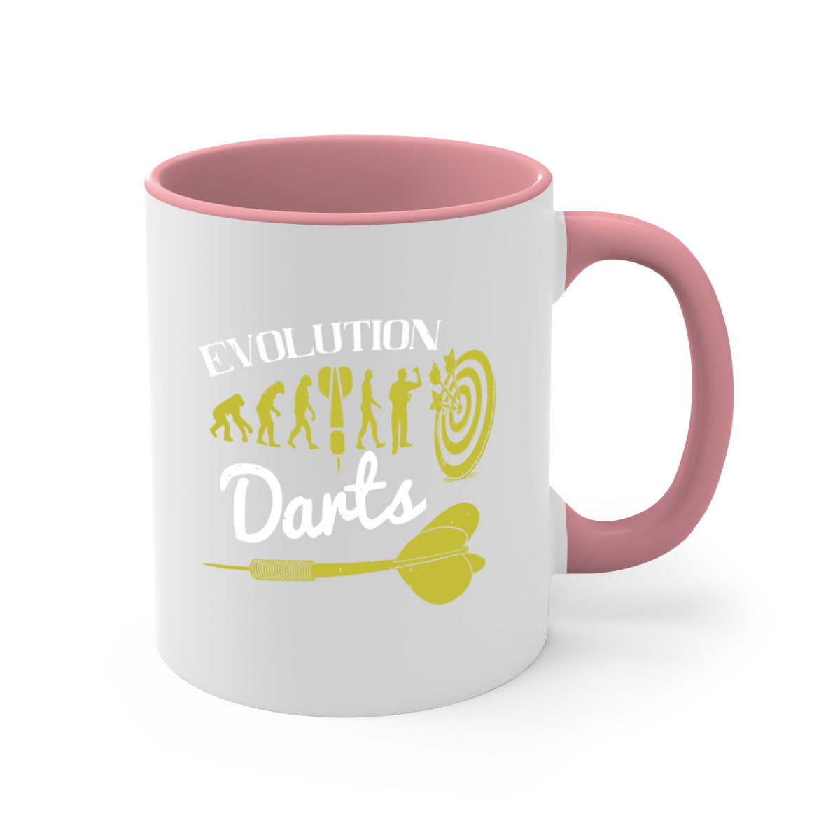 Evolution darts 2249# Mug with colorful handle and glossy finish, available in multiple colors and sizes.