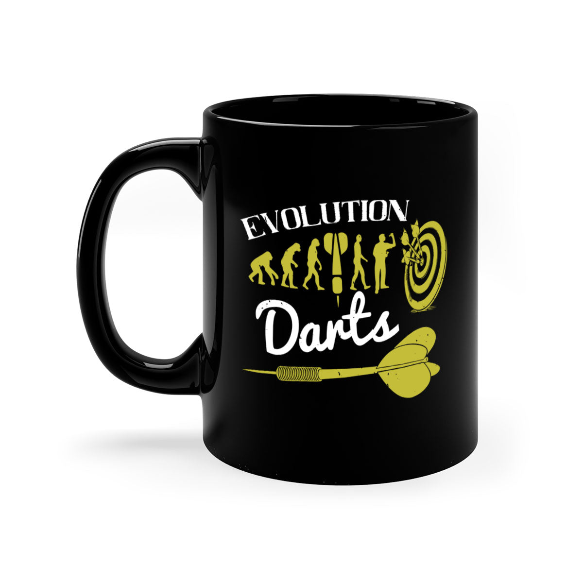 Evolution darts 2249# Mug with colorful handle and glossy finish, available in multiple colors and sizes.