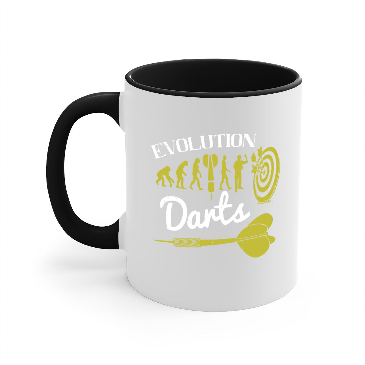 Evolution darts 2249# Mug with colorful handle and glossy finish, available in multiple colors and sizes.