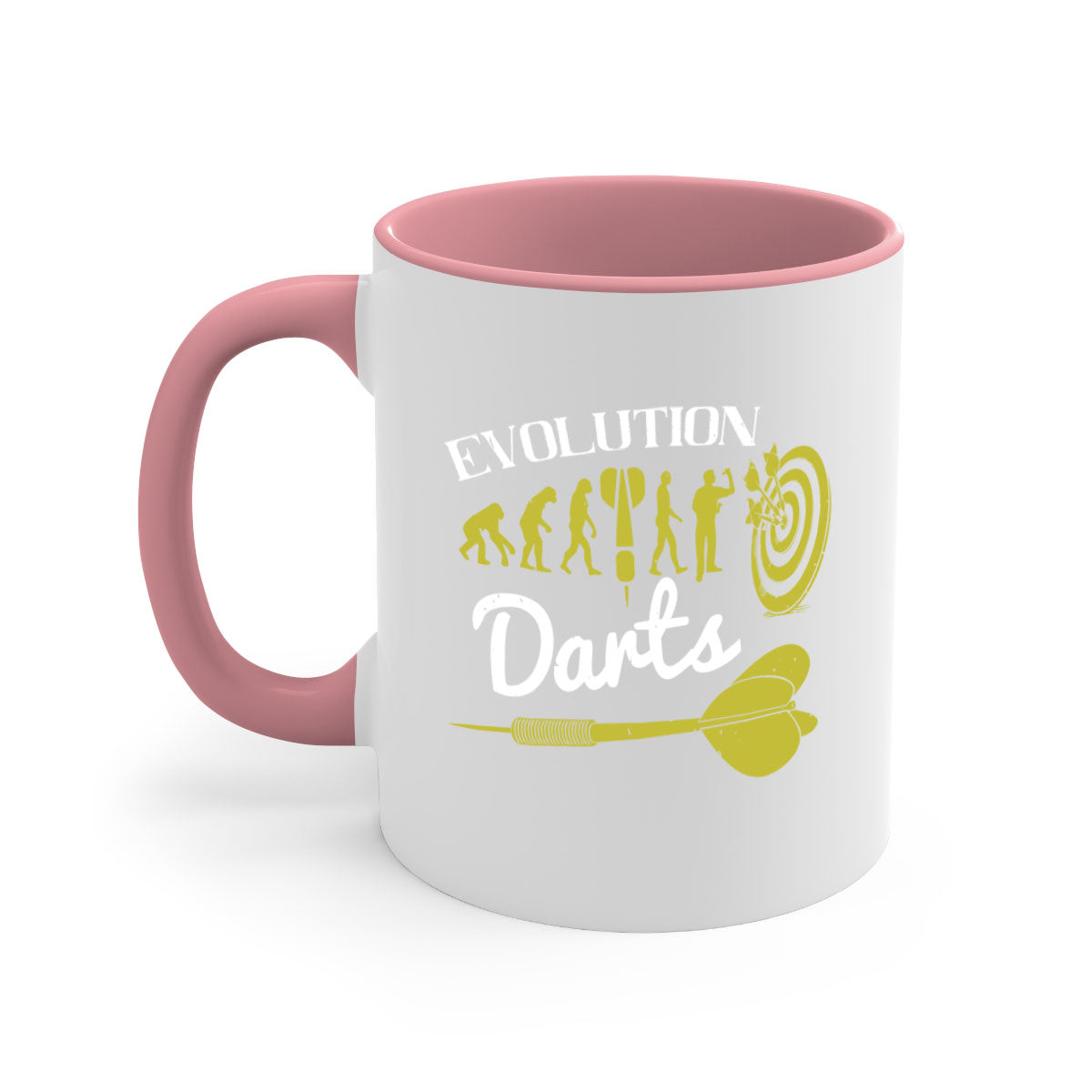 Evolution darts 2249# Mug with colorful handle and glossy finish, available in multiple colors and sizes.