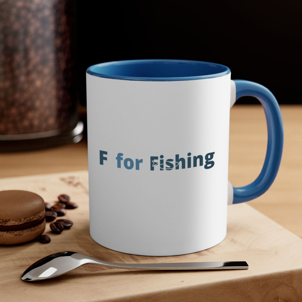 f for fishing 159# Mug with colorful handle and glossy finish, perfect for coffee and tea lovers.