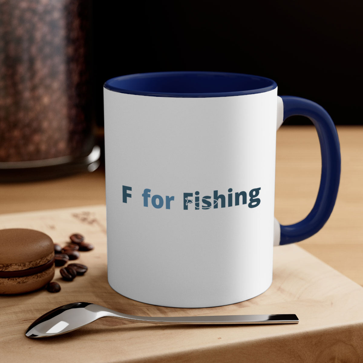 f for fishing 159# Mug with colorful handle and glossy finish, perfect for coffee and tea lovers.