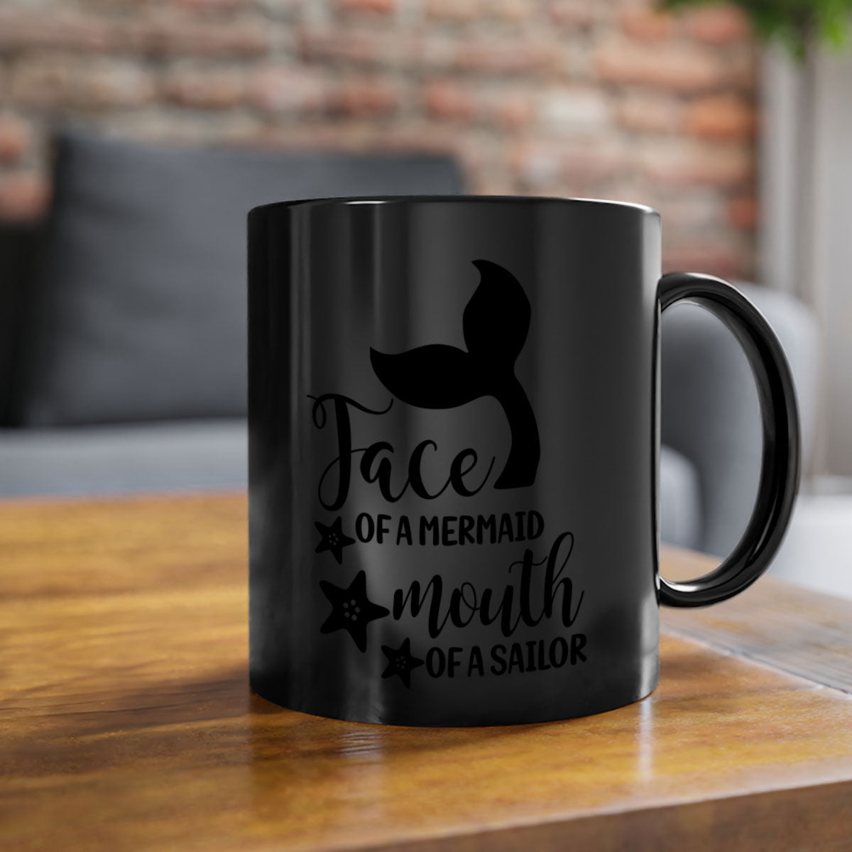 A whimsical ceramic coffee mug featuring a mermaid face design, with a glossy finish and a colored handle, available in multiple colors.