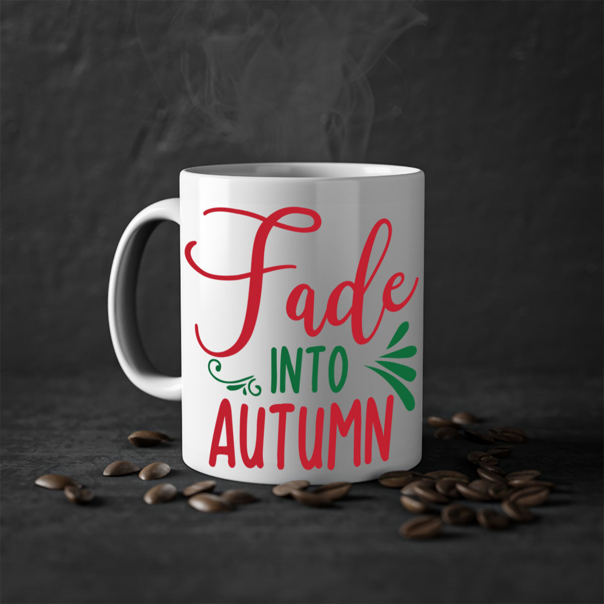 A stylish two-tone ceramic coffee mug with a colored handle and glossy finish, available in multiple colors.