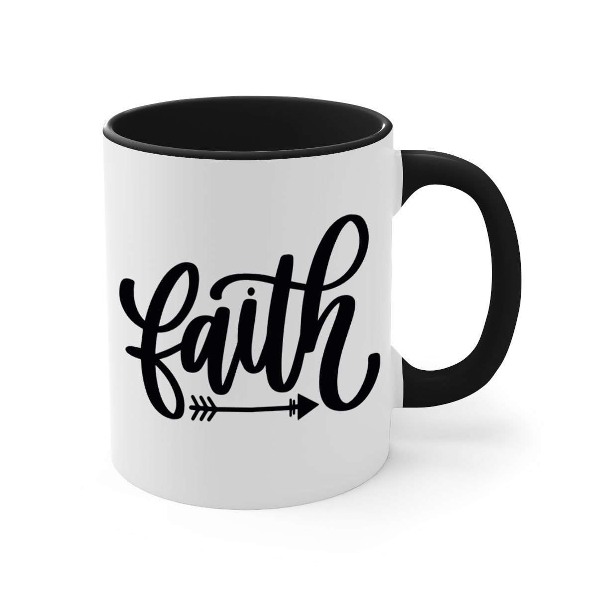 Faith 153# Christmas Mug with colorful handle and glossy finish, available in multiple colors and sizes.